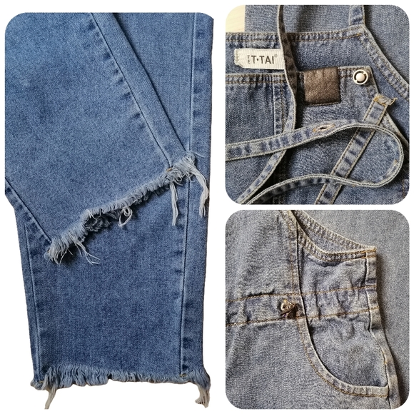 vintage wash denim overalls - Picture 6 of 7